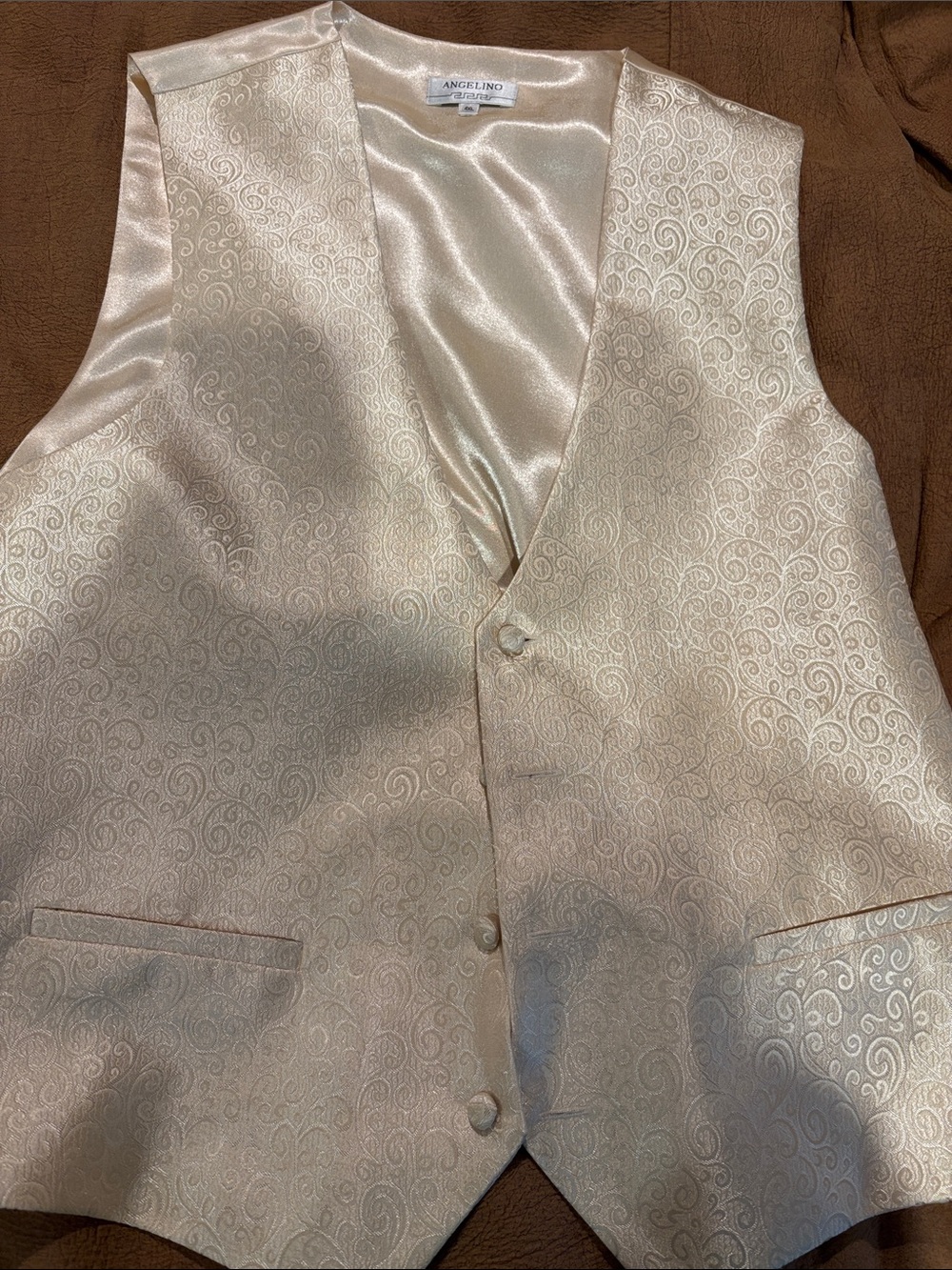 Cream Jacquard Men's Dress Vest